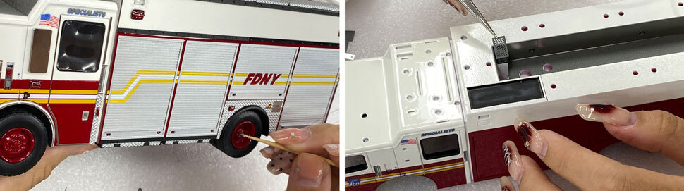 FDNY Ferrara Haz-Mat 2nd Piece scale model assembly line pictures 3-4