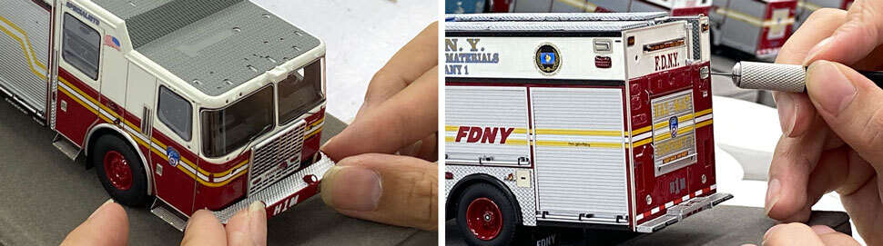 FDNY Ferrara Haz-Mat 2nd Piece scale model assembly line pictures 13-14