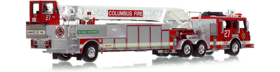 Columbus American LaFrance Eagle tiller scale model for Ladder 27