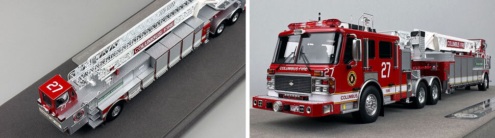 Closeup pictures 3-4 of Columbus American LaFrance Eagle Tiller Ladder 27 scale model