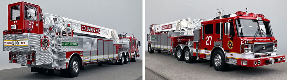 Closeup pictures 11-12 of Columbus American LaFrance Eagle Tiller Ladder 27 scale model