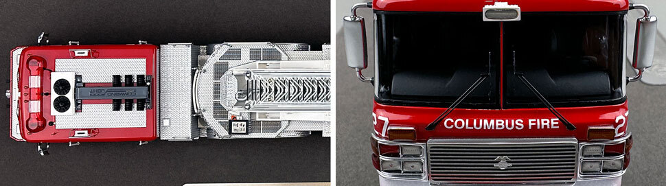 Closeup pictures 13-14 of Columbus American LaFrance Eagle Tiller Ladder 27 scale model