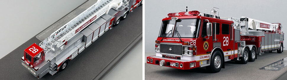 Closeup pictures 3-4 of Columbus American LaFrance Eagle Tiller Ladder 28 scale model