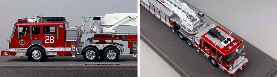 Closeup pictures 5-6 of Columbus American LaFrance Eagle Tiller Ladder 28 scale model
