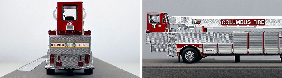 Closeup pictures 9-10 of Columbus American LaFrance Eagle Tiller Ladder 28 scale model