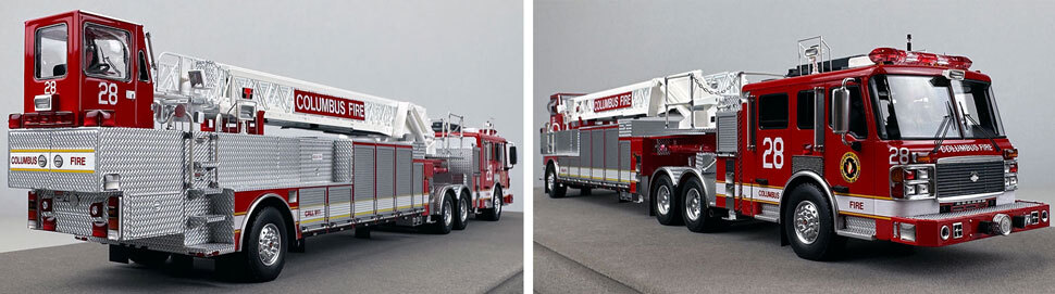 Closeup pictures 11-12 of Columbus American LaFrance Eagle Tiller Ladder 28 scale model