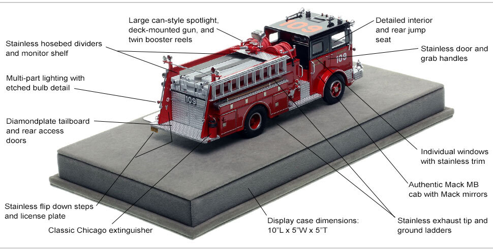Features and Specs of Chicago 1974 Mack MB Engine Co. 109