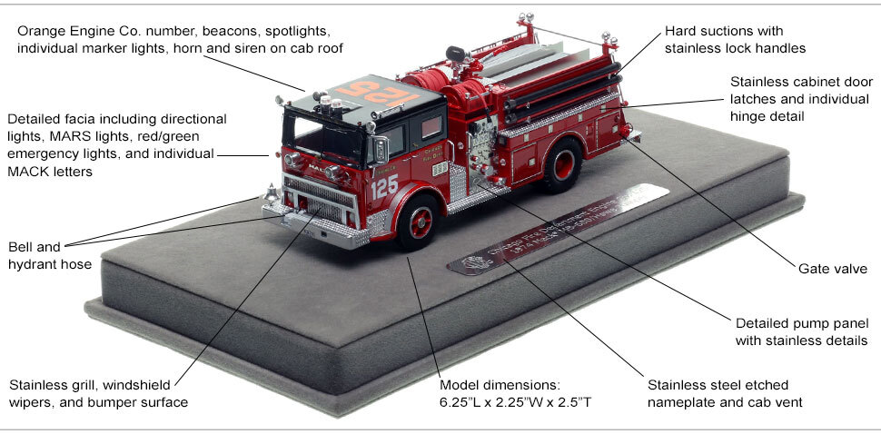 Specs and Features of Chicago 1974 Mack MB Engine Co. 125