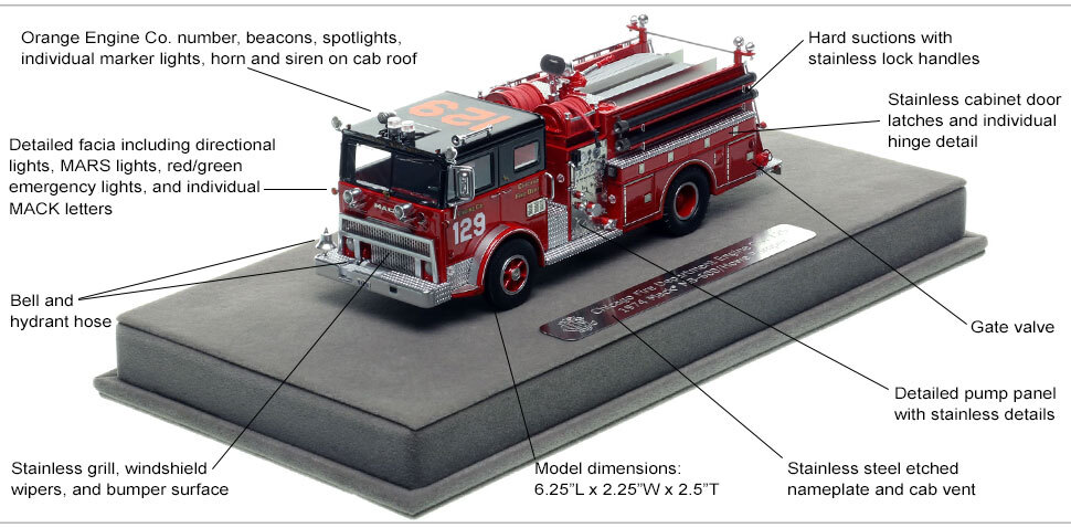 Specs and Features of Chicago 1974 Mack MB Engine Co. 129