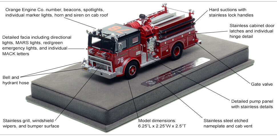 Specs and Features of Chicago 1974 Mack MB Engine Co. 78