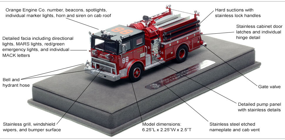 Specs and Features of Chicago 1974 Mack MB Engine Co. 88