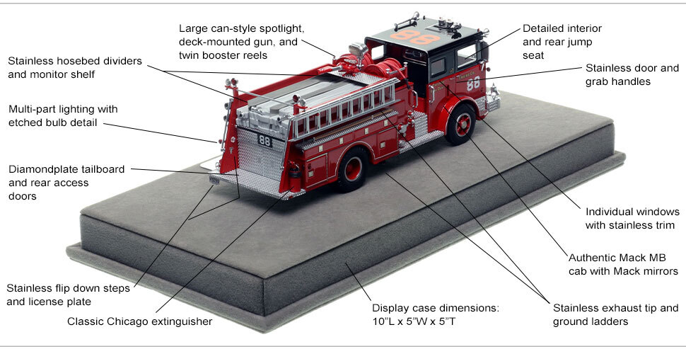 Features and Specs of Chicago 1974 Mack MB Engine Co. 88