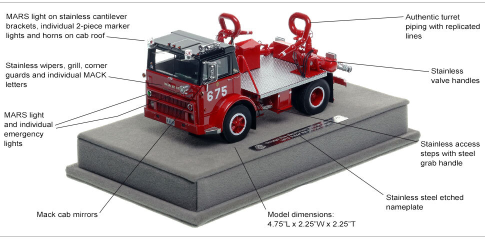 Features and Specs of Chicago 1976 Mack MB Deluge Wagon 675