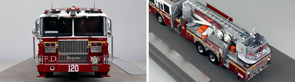 Closeup pictures 1-2 of the FDNY Ladder 120 scale model