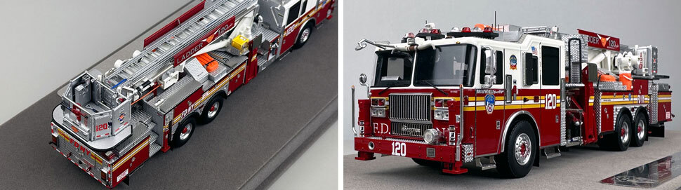 Closeup pictures 3-4 of the FDNY Ladder 120 scale model