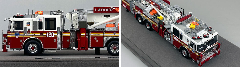 Closeup pictures 5-6 of the FDNY Ladder 120 scale model