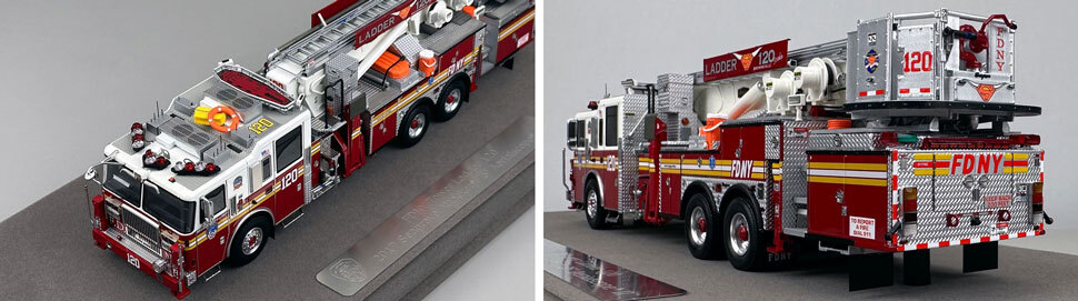 Closeup pictures 7-8 of the FDNY Ladder 120 scale model