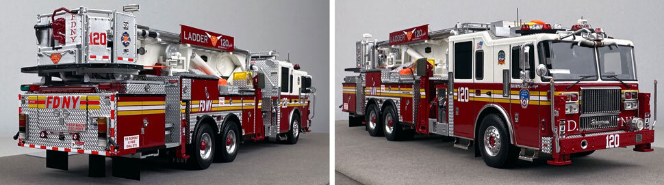 Closeup pictures 11-12 of the FDNY Ladder 120 scale model