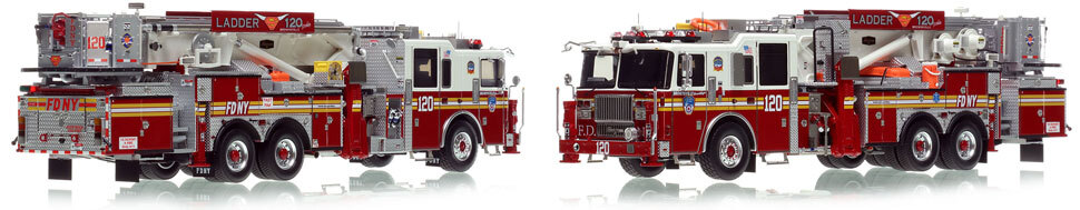 FDNY's Tower Ladder 120 scale model is hand-crafted and intricately detailed.