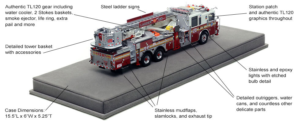 Specs and Features of FDNY Ladder 120 scale model