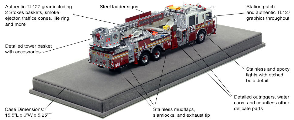 Specs and Features of FDNY Ladder 127 scale model