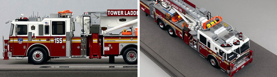 Closeup pictures 5-6 of the FDNY Ladder 155 scale model