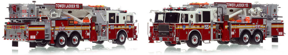 FDNY's Tower Ladder 155 scale model is hand-crafted and intricately detailed.