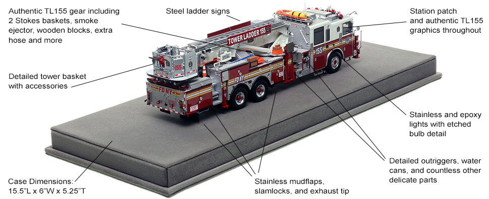 Specs and Features of FDNY Ladder 155 scale model