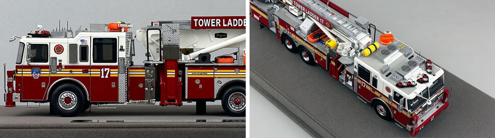 Closeup pictures 5-6 of the FDNY Ladder 17 scale model
