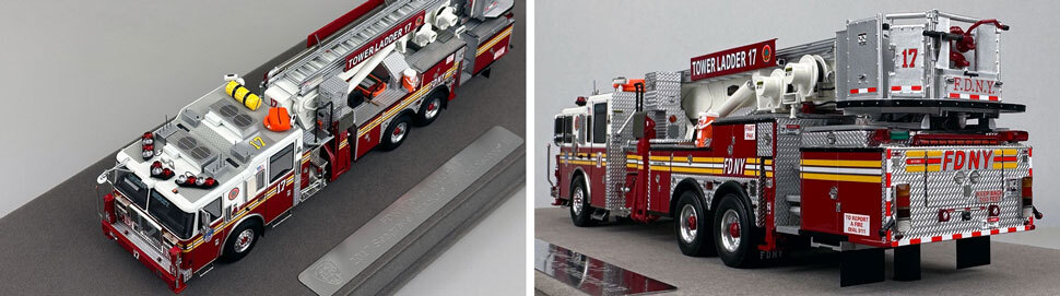 Closeup pictures 7-8 of the FDNY Ladder 17 scale model