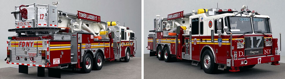 Closeup pictures 11-12 of the FDNY Ladder 17 scale model