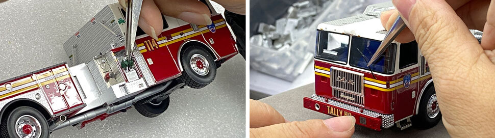 FDNY Seagrave Attacker 75' Tower Ladder Scale Model Assembly Pictures 5-6
