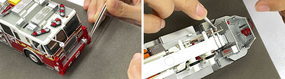 FDNY Seagrave Attacker 75' Tower Ladder Scale Model Assembly Pictures 13-14