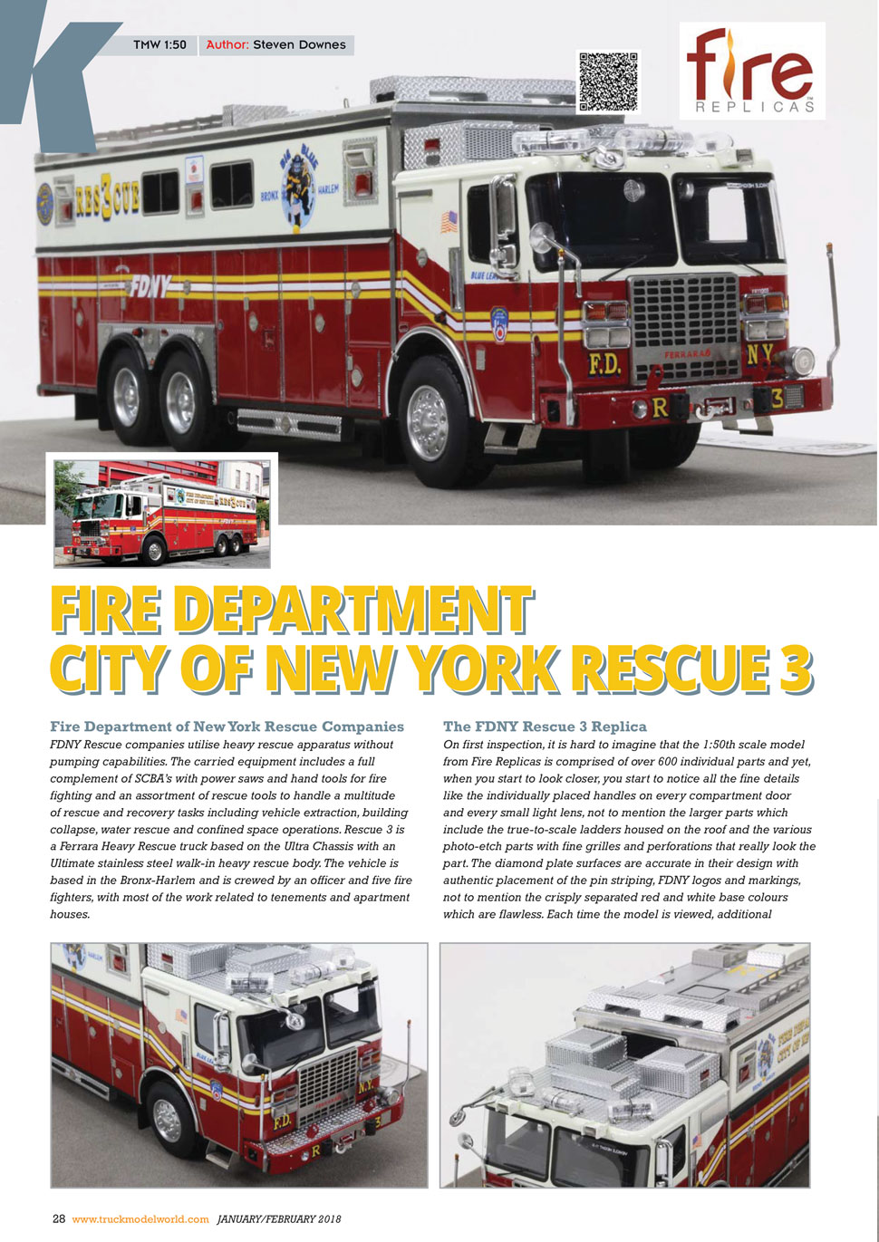 Fire Replicas FDNY Rescue 3 Scale Model