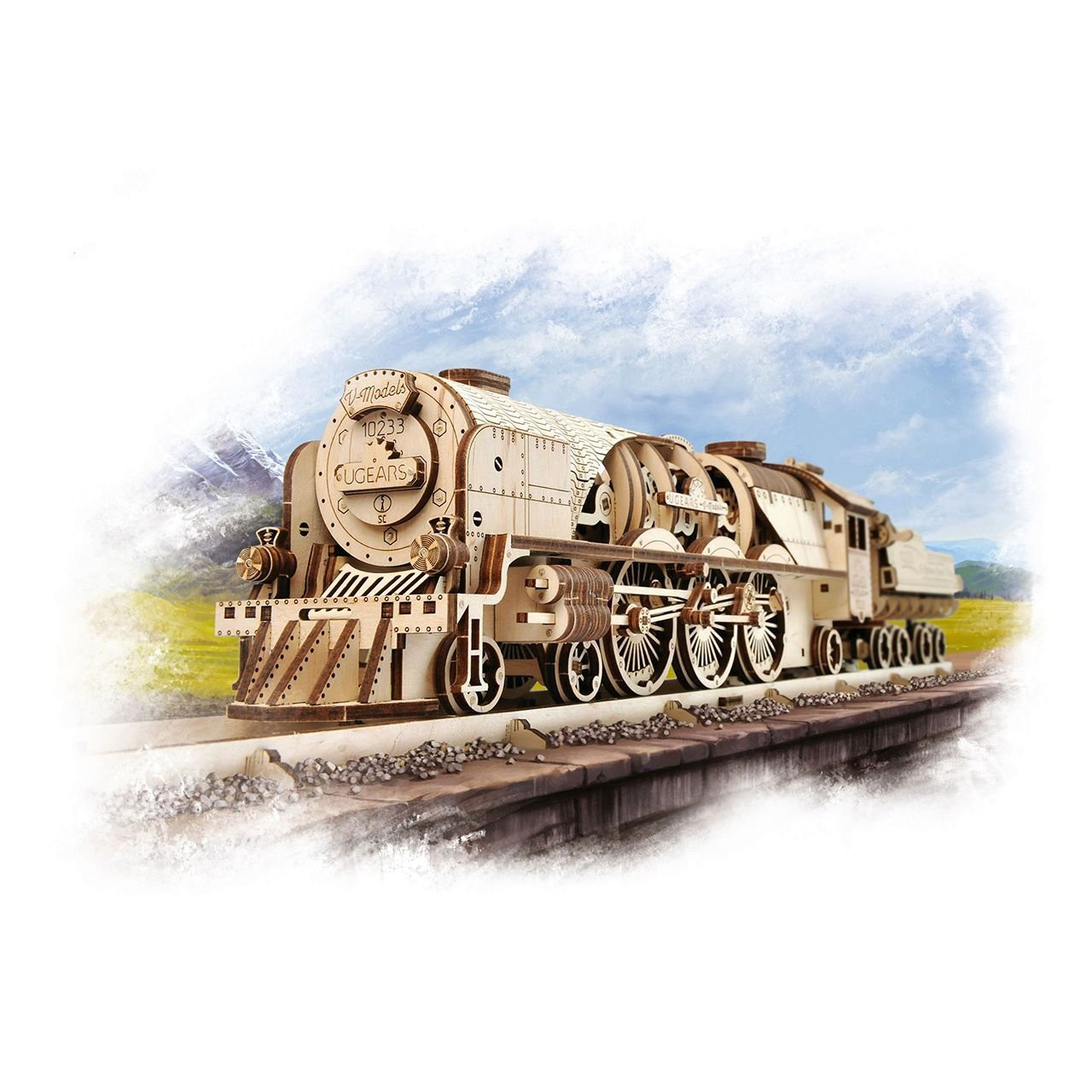 V-Express Steam Train With Tender Mechanical Wooden Model | UGears