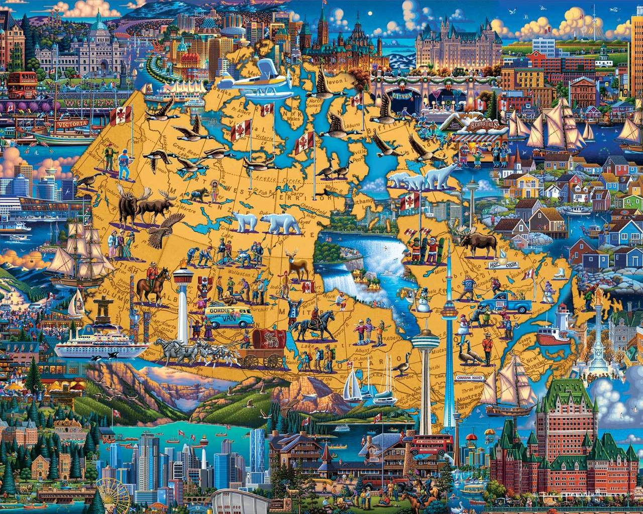 Best of Canada & Above Calgary, Two 1000 Piece Jigsaw Puzzles In One