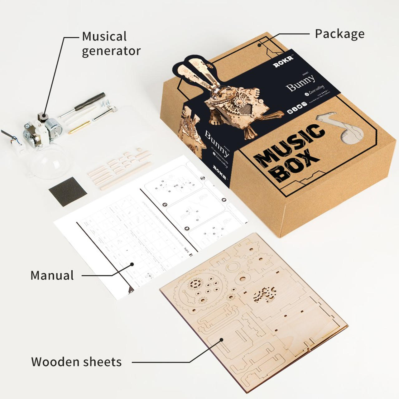 Bunny Steampunk Music Box | Robotime - Tri-M Specialty Products