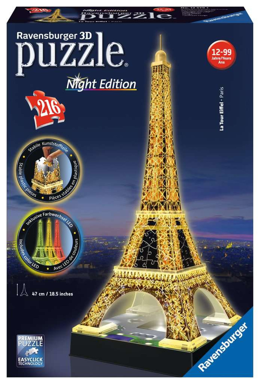 Eiffel Tower by Night, 216 Piece *3D Jigsaw Puzzle* | Ravensburger - Tri-M  Specialty Products