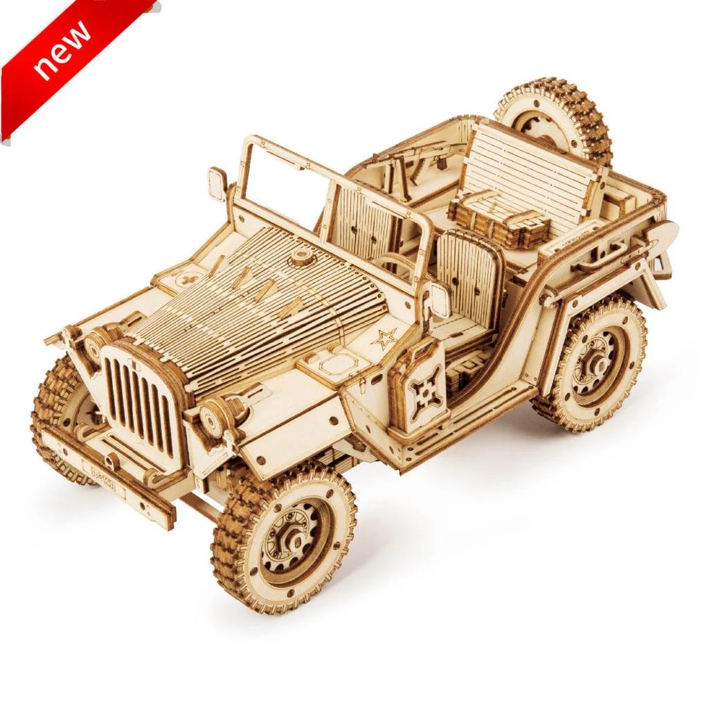 木製 JEEP Sigikid社製 Army Jeep Wooden Model Kit | Rokr - Tri-M Specialty Products