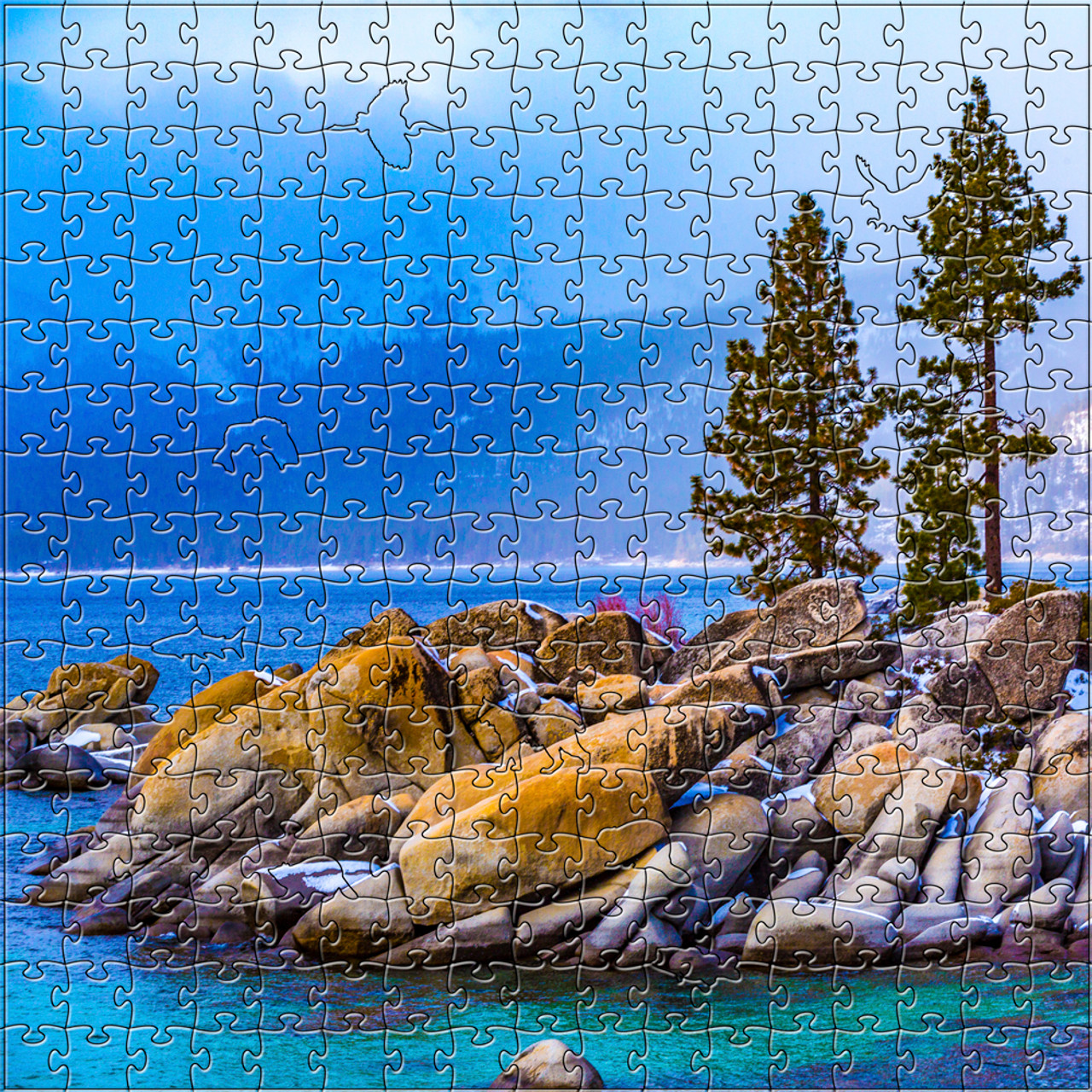 Lake Tahoe Winter 125 Piece Small Wooden Jigsaw Puzzle | Zen Puzzles