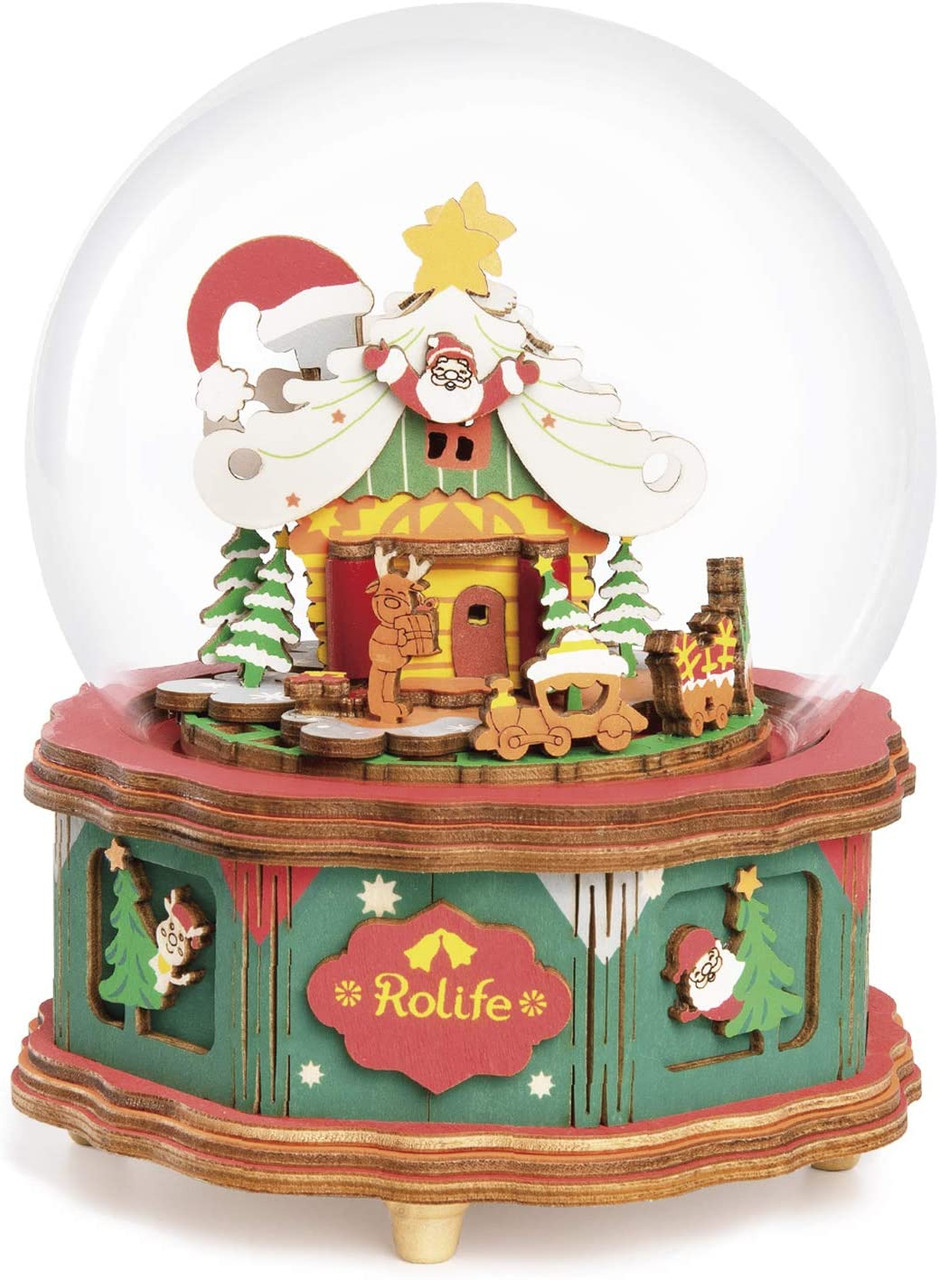 Wooden christmas shop music box