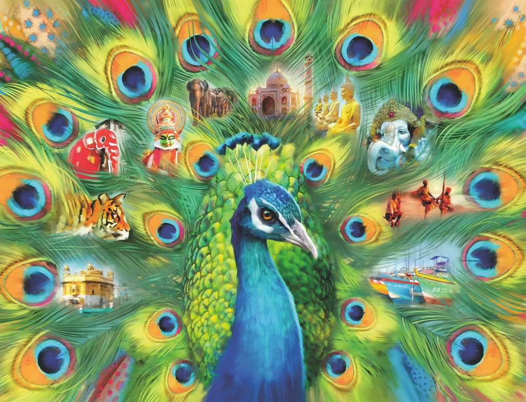 Peacock Painting 3d Wooden Puzzle Land Of The Peacock