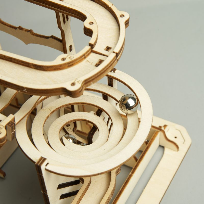 "Marble Parkour" Waterwheel Coaster Mechanical Wooden Marble Run Kit