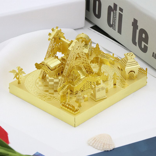 Amusement Park Roller Coaster Module Gold Metal Model Kit