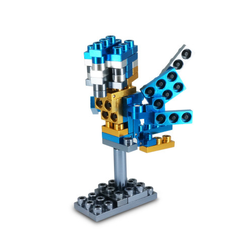Pet Series - Blue Parrot - Metal Designer Building Blocks | 46pcs | Metomics