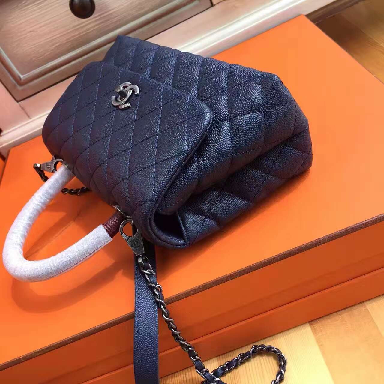 Chanel Blue Calfskin Lizard Coco Handle Small Bag Bella Vita Moda Chanel Blue Calfskin Lizard Coco Handle Small Bag Bella Vita Moda