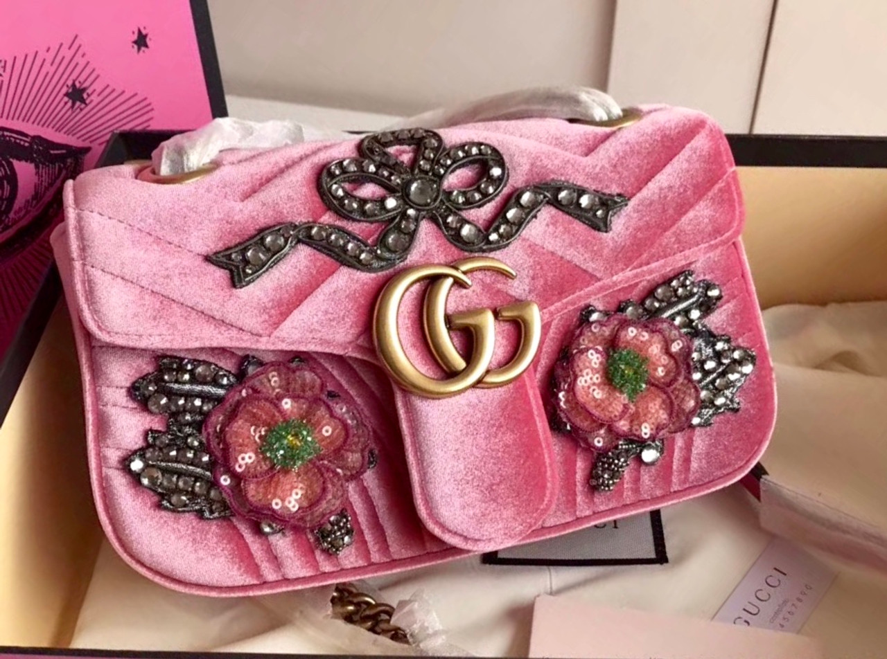 Gucci Limited Edition GG Marmont embroidered velvet mini bag - Bella Vita Moda