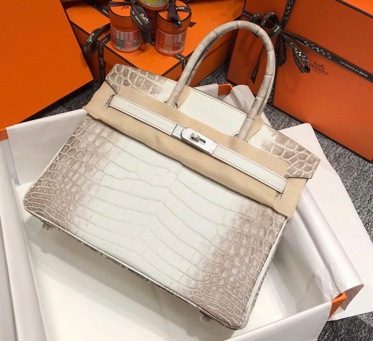 hermès white himalayan crocodile diamond birkin bag