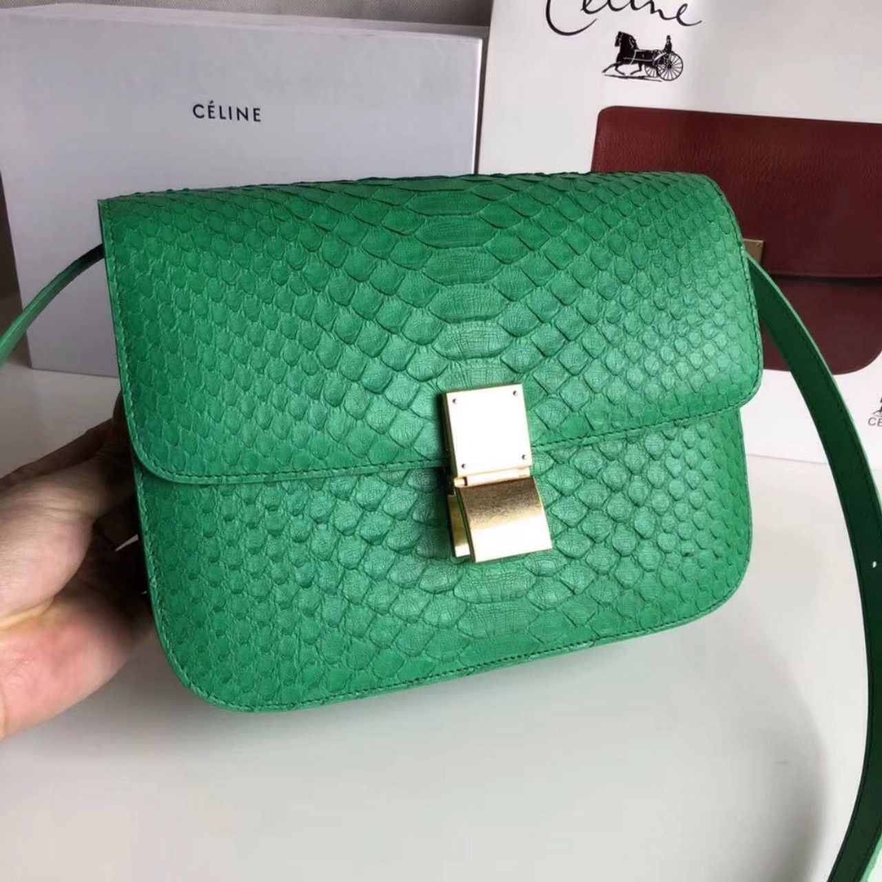 celine classic box green