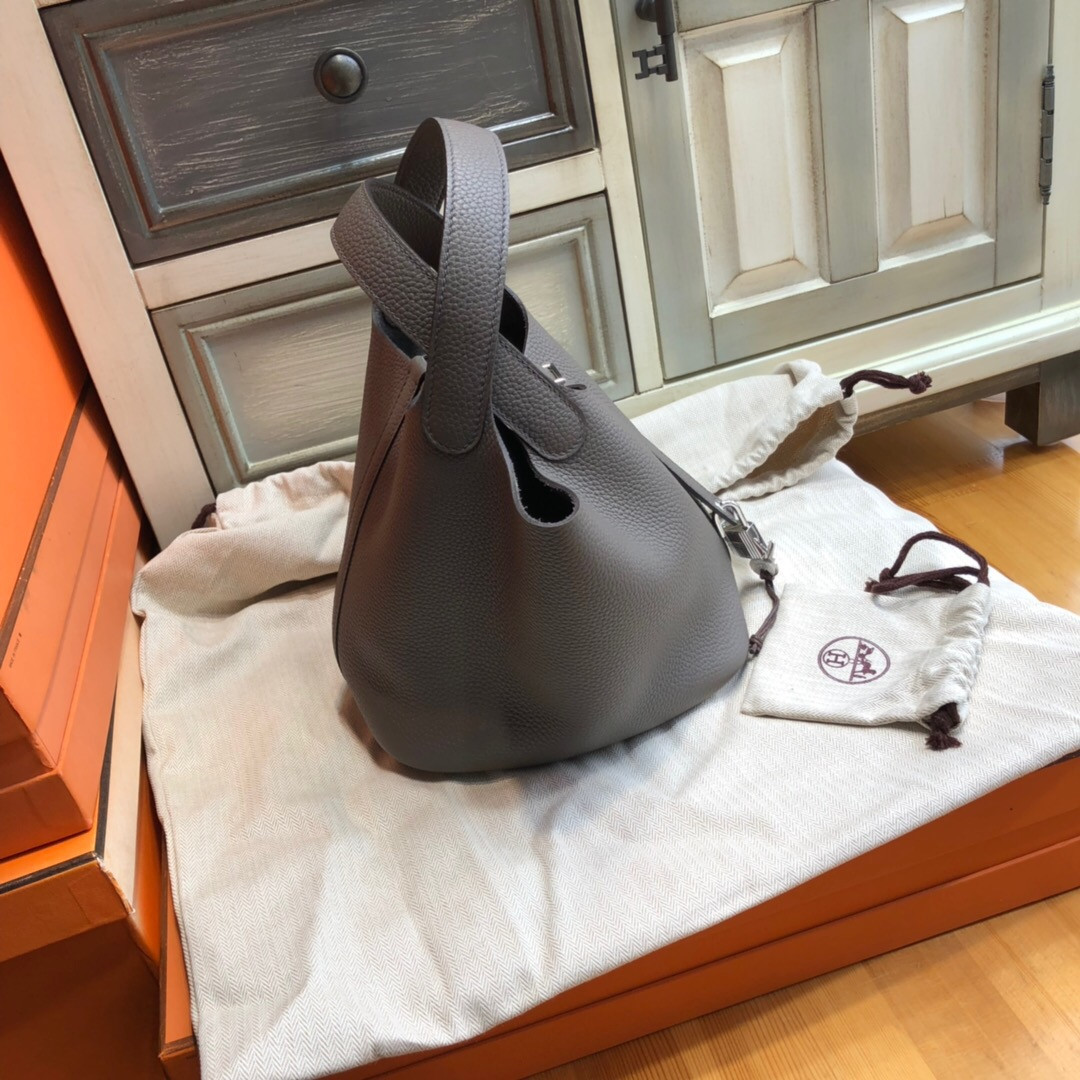 Hermes 8f Etain Picotin Lock 18 Togo Leather Bag Bella Vita Moda